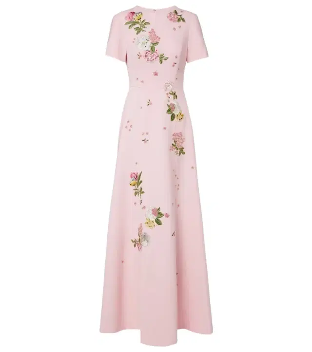 Floral embroidered crêpe gown