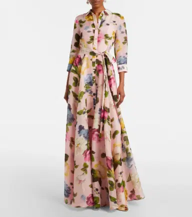 Carolina Herrera Floral linen and silk gown | Thumbnail 5 Carolina Herrera Floral linen and silk gown | Thumbnail 5