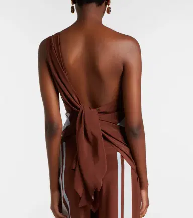 SIR. Beaded one-shoulder printed silk top | Thumbnail 5
