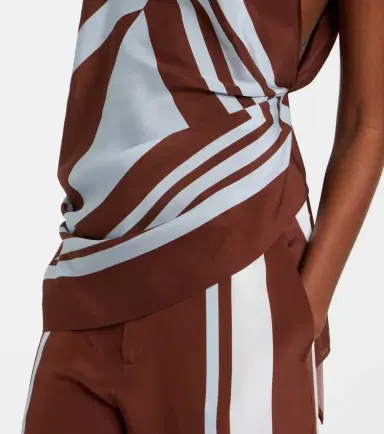 SIR. Beaded one-shoulder printed silk top | Thumbnail 6