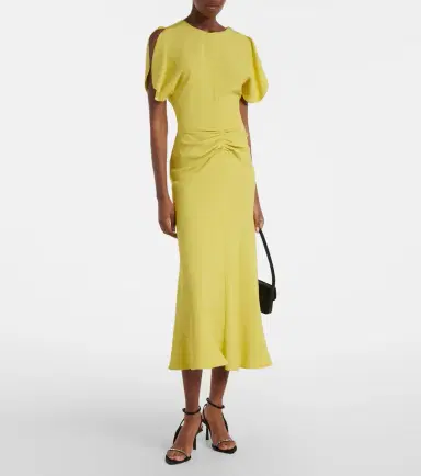 Victoria Beckham Bela gathered crêpe satin midi dress | Thumbnail 2