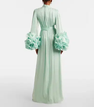 Costarellos Ruffled georgette gown | Thumbnail 4
