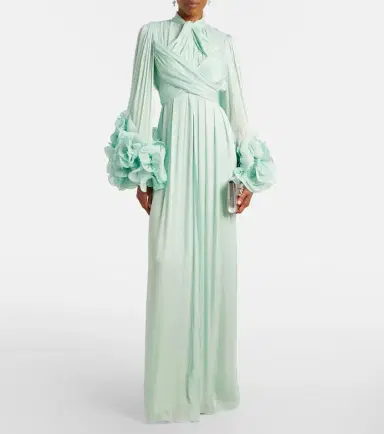 Costarellos Ruffled georgette gown | Thumbnail 6