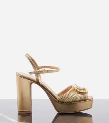 Valentino Garavani VLogo metallic leather platform sandals | Thumbnail 2