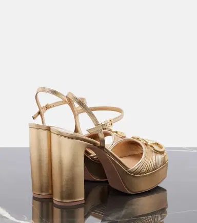 Valentino Garavani VLogo metallic leather platform sandals | Thumbnail 3