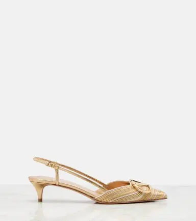 Valentino Garavani VLogo Signature leather slingback pumps | Thumbnail 2