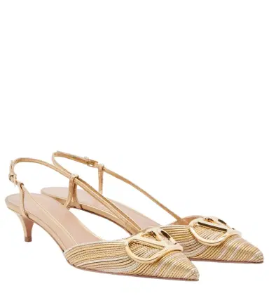 Valentino Garavani VLogo Signature leather slingback pumps | Thumbnail 1