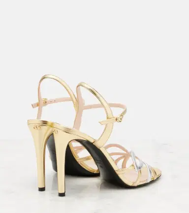 Valentino Garavani Bow metallic leather sandals | Thumbnail 2 Valentino Garavani Bow metallic leather sandals | Thumbnail 2