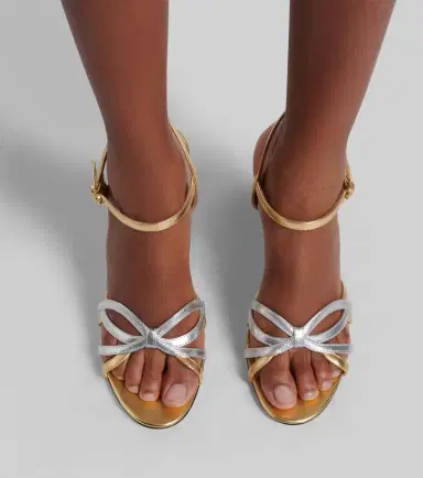 Valentino Garavani Bow metallic leather sandals | Thumbnail 6 Valentino Garavani Bow metallic leather sandals | Thumbnail 6