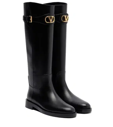Valentino Garavani VLogo leather knee-high boots | Thumbnail 1 Valentino Garavani VLogo leather knee-high boots | Thumbnail 1