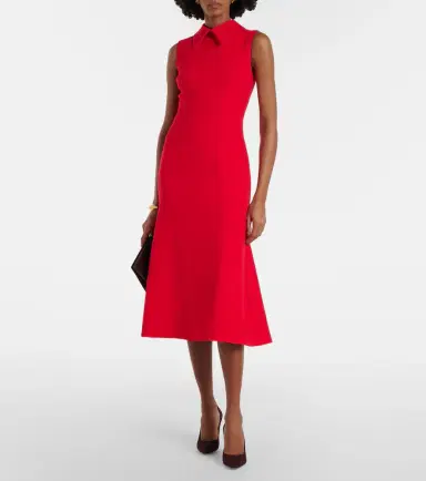 Emilia Wickstead Leontine wool crêpe midi dress | Thumbnail 4