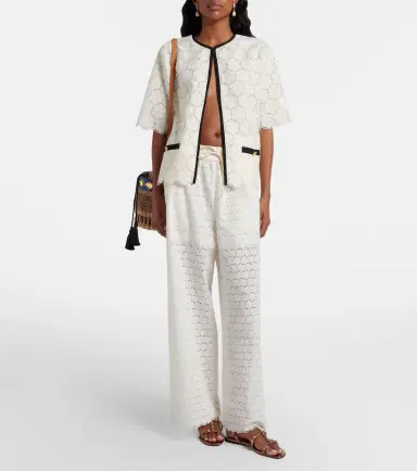 Valentino Broderie anglaise cotton wide-leg pants | Thumbnail 2