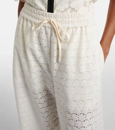 Valentino Broderie anglaise cotton wide-leg pants | Thumbnail 3