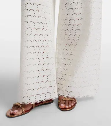 Valentino Broderie anglaise cotton wide-leg pants | Thumbnail 6