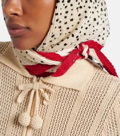 Valentino Pleated polka-dot silk twill scarf | Thumbnail 4 Valentino Pleated polka-dot silk twill scarf | Thumbnail 4