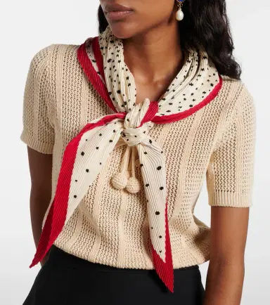 Valentino Pleated polka-dot silk twill scarf | Thumbnail 5 Valentino Pleated polka-dot silk twill scarf | Thumbnail 5
