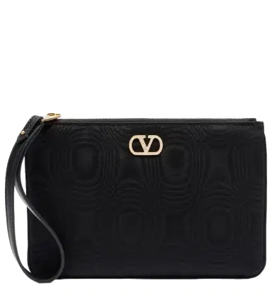 Valentino Garavani VLogo Swarovski-embellished moiré pouch | Thumbnail 1 Valentino Garavani VLogo Swarovski-embellished moiré pouch | Thumbnail 1