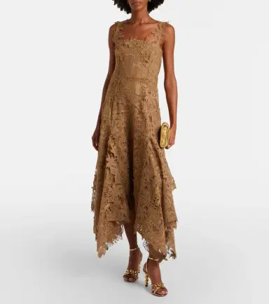 Oscar de la Renta Floral guipure lace midi dress | Thumbnail 4 Oscar de la Renta Floral guipure lace midi dress | Thumbnail 4