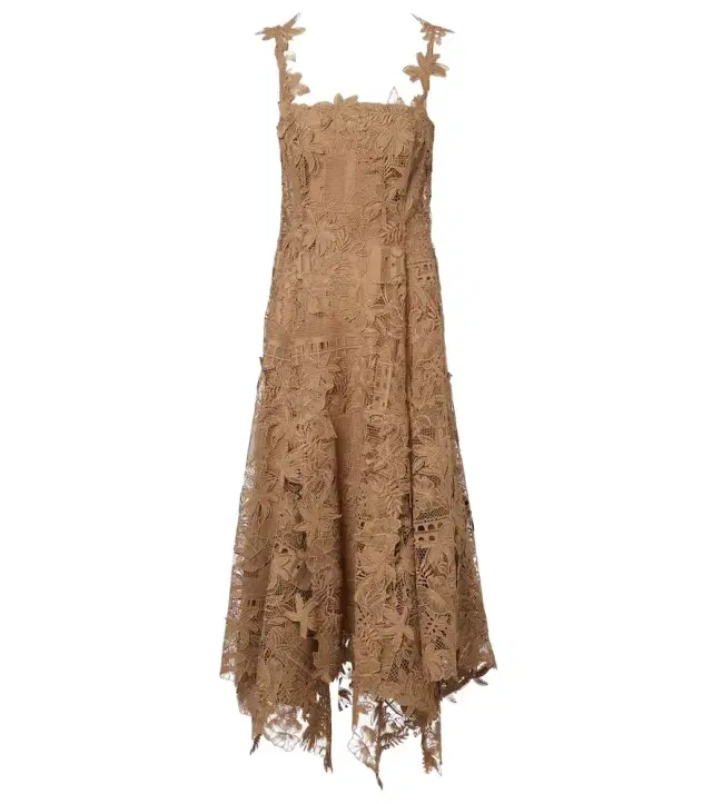 Floral guipure lace midi dress