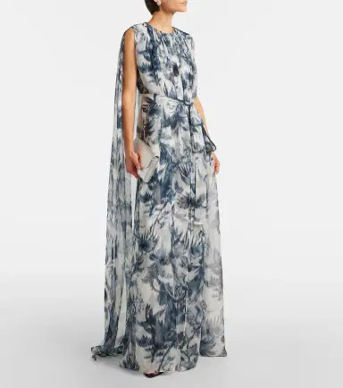 Oscar de la Renta Caped silk gown | Thumbnail 2
