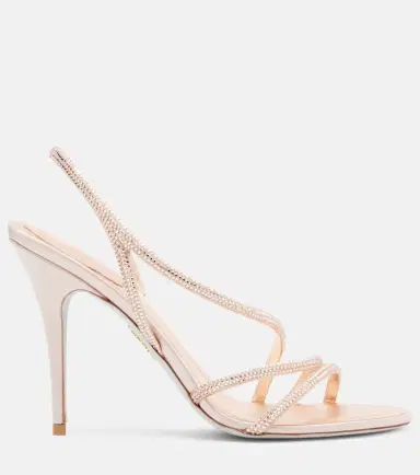 René Caovilla Erin embellished satin slingback sandals | Thumbnail 3