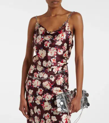 Rabanne Chain-detail floral silk satin top | Thumbnail 3 Rabanne Chain-detail floral silk satin top | Thumbnail 3