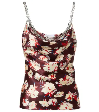 Rabanne Chain-detail floral silk satin top | Thumbnail 1 Rabanne Chain-detail floral silk satin top | Thumbnail 1