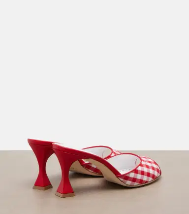 Manolo Blahnik Jadara leather-trimmed gingham mules | Thumbnail 2