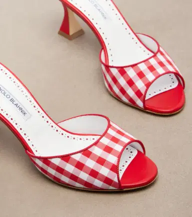 Manolo Blahnik Jadara leather-trimmed gingham mules | Thumbnail 3