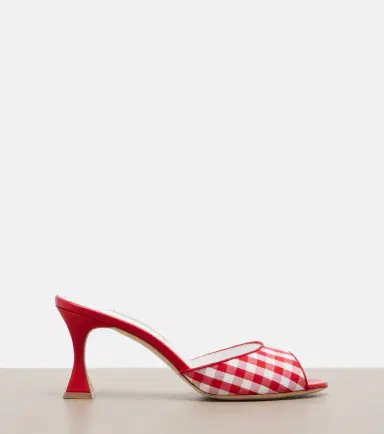 Manolo Blahnik Jadara leather-trimmed gingham mules | Thumbnail 4