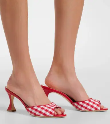 Manolo Blahnik Jadara leather-trimmed gingham mules | Thumbnail 6