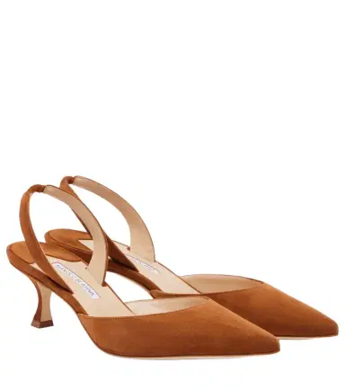 Manolo Blahnik Carolyne suede slingback pumps | Thumbnail 1 Manolo Blahnik Carolyne suede slingback pumps | Thumbnail 1
