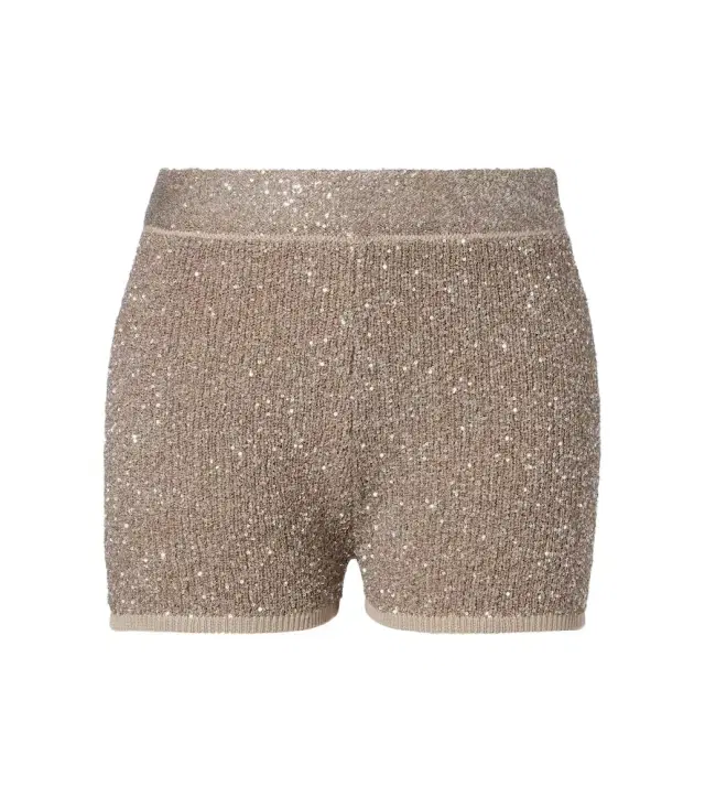 Brunello Cucinelli Sequined ribbed-knit cotton shorts