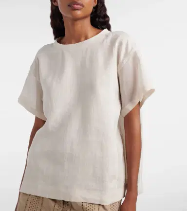 Brunello Cucinelli Oversized linen T-shirt | Thumbnail 5