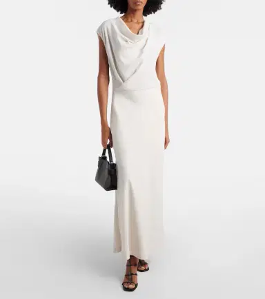 Brunello Cucinelli Draped wool-blend maxi dress | Thumbnail 4 Brunello Cucinelli Draped wool-blend maxi dress | Thumbnail 4