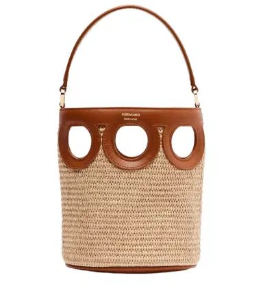 Ferragamo Gancini Small raffia bucket bag | Thumbnail 1 Ferragamo Gancini Small raffia bucket bag | Thumbnail 1