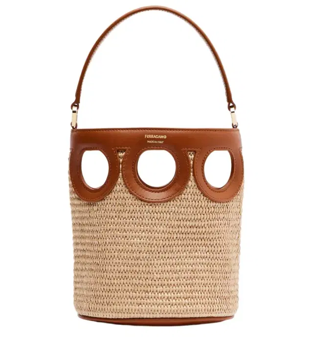 Ferragamo Gancini Small raffia bucket bag