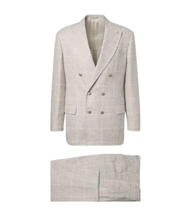 Brunello Cucinelli Prince of Wales check linen-blend suit