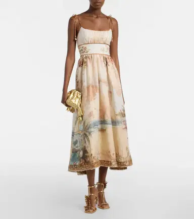 Zimmermann Mahon printed linen midi dress | Thumbnail 3 Zimmermann Mahon printed linen midi dress | Thumbnail 3