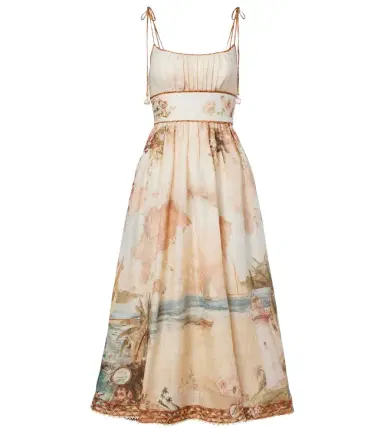 Zimmermann Mahon printed linen midi dress | Thumbnail 1 Zimmermann Mahon printed linen midi dress | Thumbnail 1