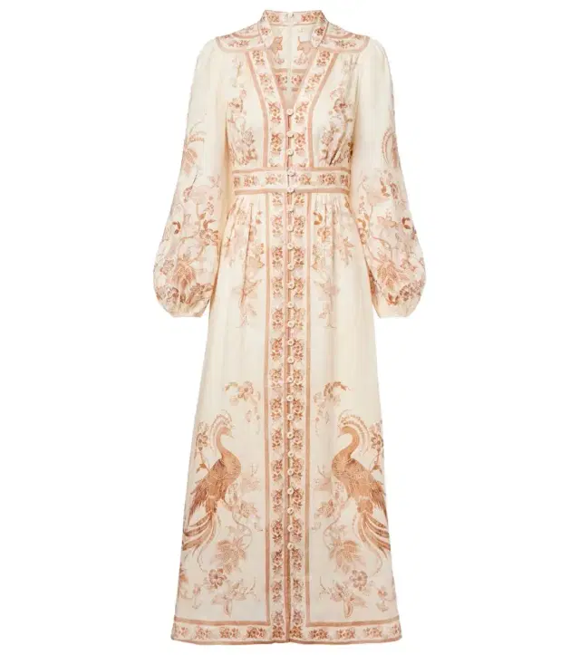 Indra floral linen midi dress