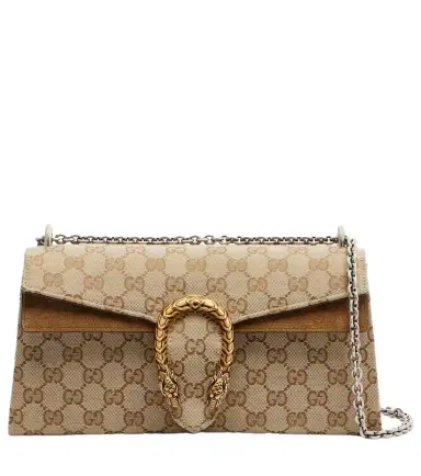 Gucci Dionysus GG canvas Small suede-trimmed crossbody bag | Thumbnail 1 Gucci Dionysus GG canvas Small suede-trimmed crossbody bag | Thumbnail 1