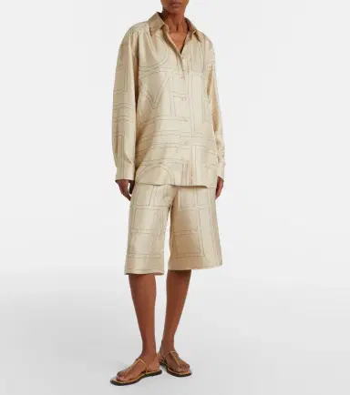 TOTEME Embroidered silk satin Bermuda shorts | Thumbnail 2 TOTEME Embroidered silk satin Bermuda shorts | Thumbnail 2