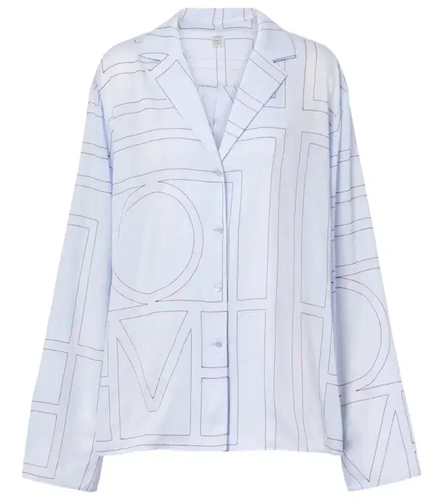 Embroidered cotton-blend poplin pajama shirt
