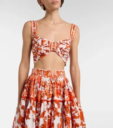 Dolce & Gabbana Majolica cotton poplin crop top | Thumbnail 4 Dolce & Gabbana Majolica cotton poplin crop top | Thumbnail 4