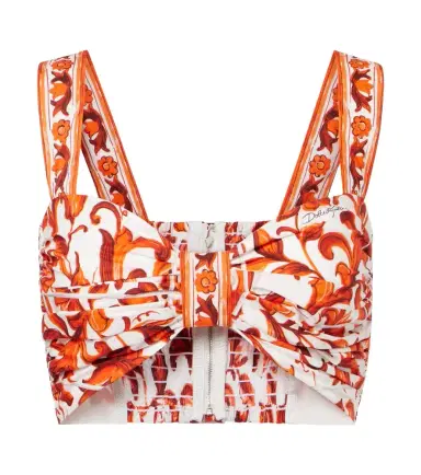 Dolce & Gabbana Majolica cotton poplin crop top | Thumbnail 1 Dolce & Gabbana Majolica cotton poplin crop top | Thumbnail 1