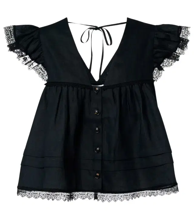 Lace-trimmed linen top