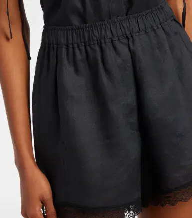 Ganni Lace-trimmed linen shorts | Thumbnail 4 Ganni Lace-trimmed linen shorts | Thumbnail 4