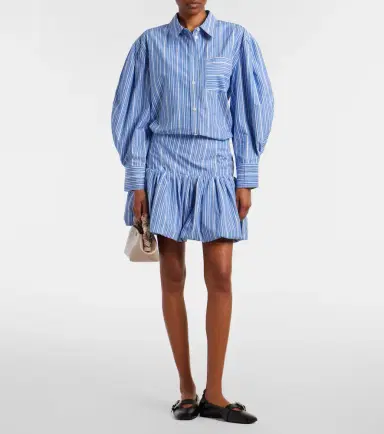 Ganni Striped cotton poplin miniskirt | Thumbnail 2