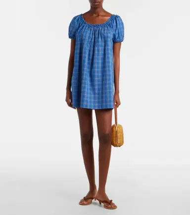 Faithfull Costa plaid cotton minidress | Thumbnail 3